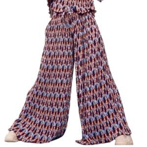 WILDFANG Empower Plisse Loose Leg Drawstring Pants Abstract XS NWT $118